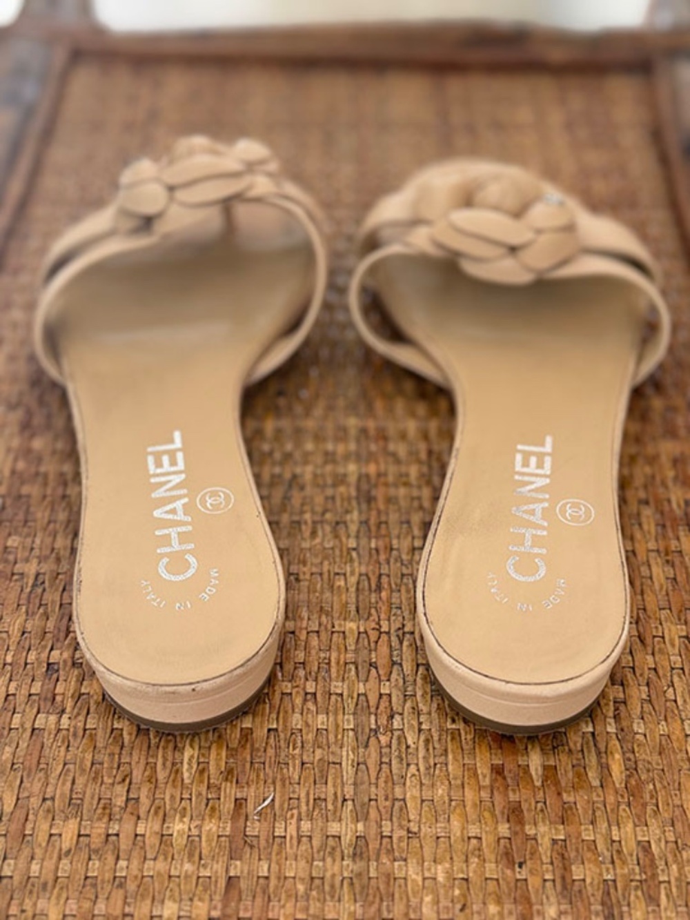 CHANEL Beige Camellia Slide Sandals - Picture 3 of 8